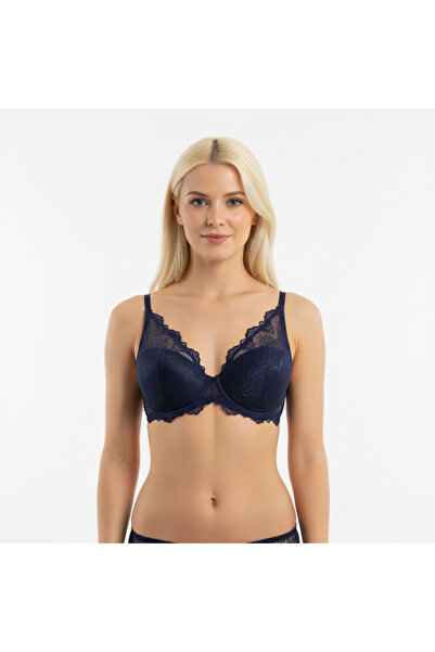 BONBON Women's Lace Underwire Non-Padded Navy Blue Color Bra Bb2667