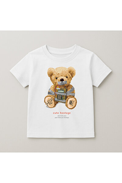 SVART WEAR Παιδικό και εφηβικό μπλουζάκι με στάμπα αρκουδάκι, βαμβακερό, με κ...