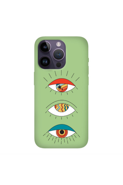 Other Apple iPhone 14 Pro Max 3 different eyes Light Green Colored Silicone T...
