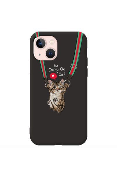 Other Apple iPhone 13 Swinging cat Black Colored Silicone TPU Θήκη