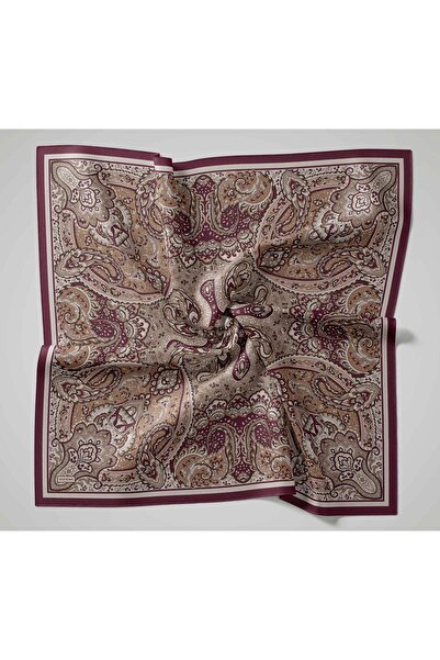 Silk Home Arve Eşarp IST 181001 - 01 Mürdüm - Bej Etnik Desen