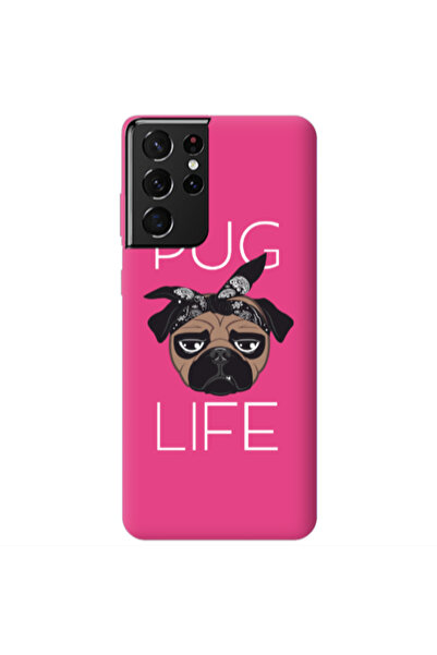 Other Samsung S21 Ultra Pug Life Fuchsia Colored Silicone TPU Θήκη