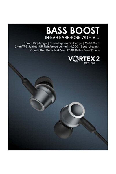 Generic Oramio Bass Boost Metal Wired Headset OEP-E37 Black