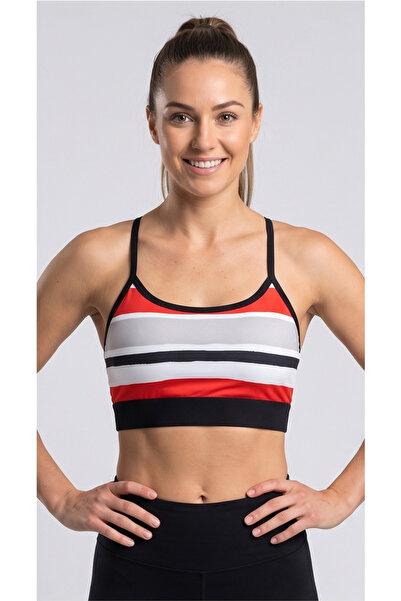 gökçesu Women's Padded Sports Bra with Back Detail and Straps Fitness Top Crop