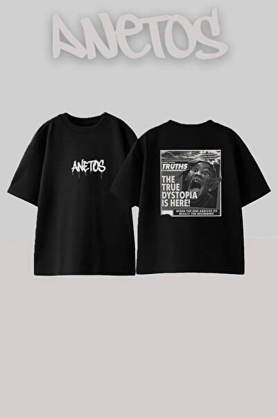 Anetos Travis Scott_28 dizajn, štampana unisex majica oversize crne boje