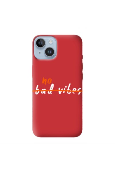 Other Apple iPhone 14 Plus No bad vibes 2 Red Colored Silicone TPU Θήκη