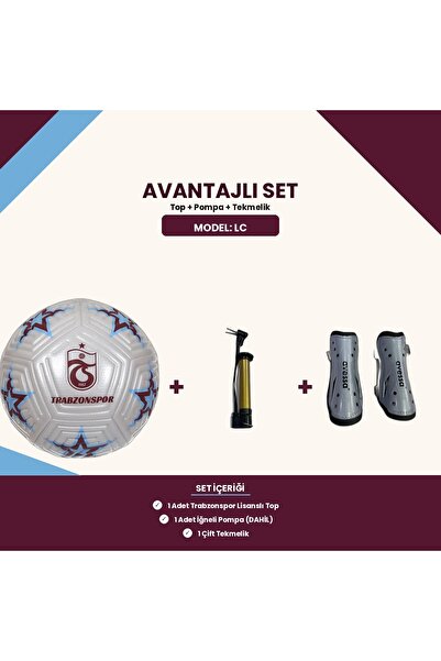 Trabzonspor Lisanslı Lc 5 Numara Futbol Topu + Pompa + Tekmelik - Avantajlı Set