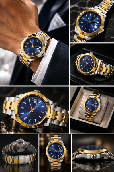 S.POLO Brand Sports Stylish Navy Blue Dial Men's Wristwatch Bracelet