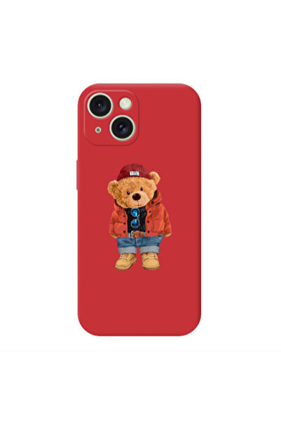 Other Apple iPhone 15 Plus Bear in a hat Red Colored Silicone TPU Θήκη