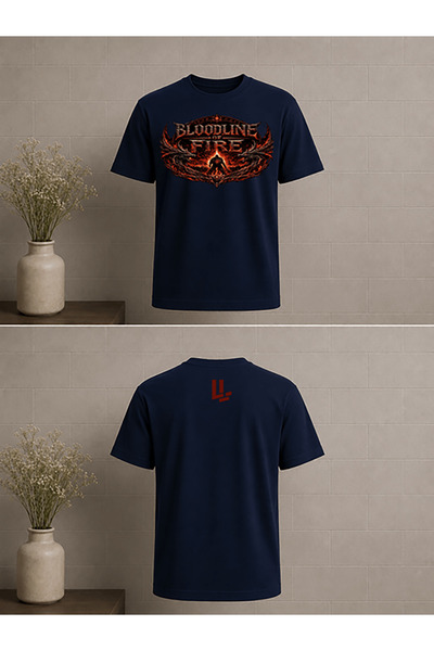 LivaLime Blood Line of Fire Design Printed Oversize Unisex T-Shirt