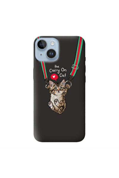 Other Apple iPhone 14 Swinging cat Black Colored Silicone TPU Θήκη