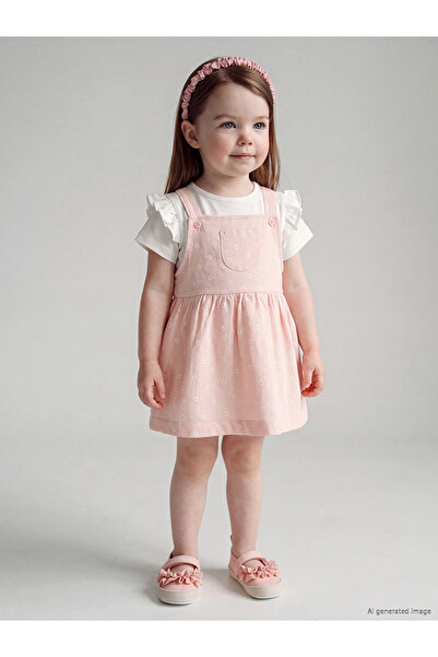 LC Waikiki Lcw Baby Pink Baby Girl Gabardine Salopet Set