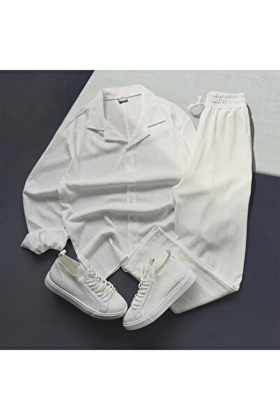 blucombin Men's Bürümcük Seasonal Shirt and Baggy Pants Set 2-Piece Wide Cut