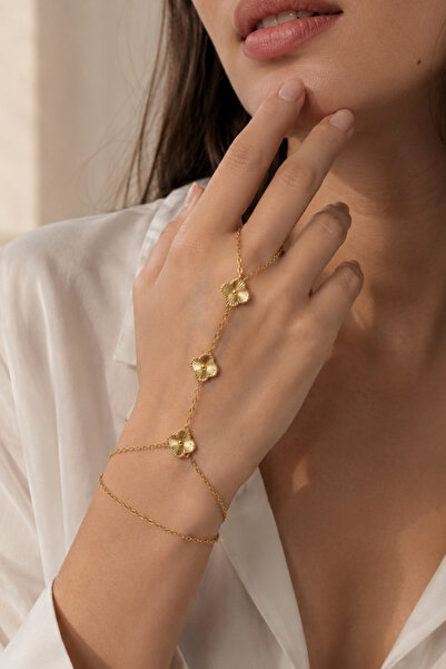 Elika Silver Gold Color Flower of Luck Model Şahmeran