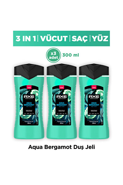 Axe Premium Collection Duş Jeli Aqua Bergamot 3in1 Vücut Saç Yüz 300 ml x3