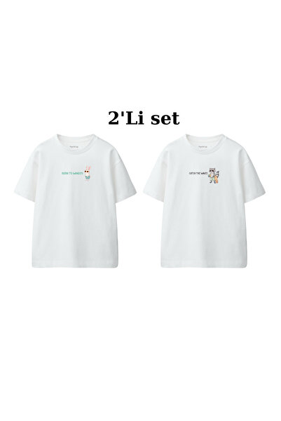 Pepi & Gigi 2-Pack Oversize Printed Premium Quality Kids' T-Shirts (Rabbit & ...
