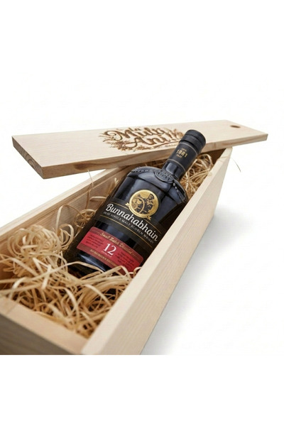 Bunnahabhain Pachet Cadou Cutie Lemn Personalizata Whisky 12Ani 46.3%, 0.7L