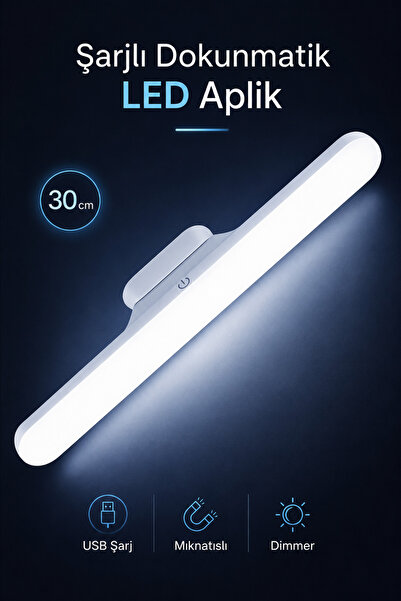 Parmeva Dokunmatik Led Usb Şarjlı Aplik Kablosuz Mıknatıslı Lamba 3 Farklı Iş...