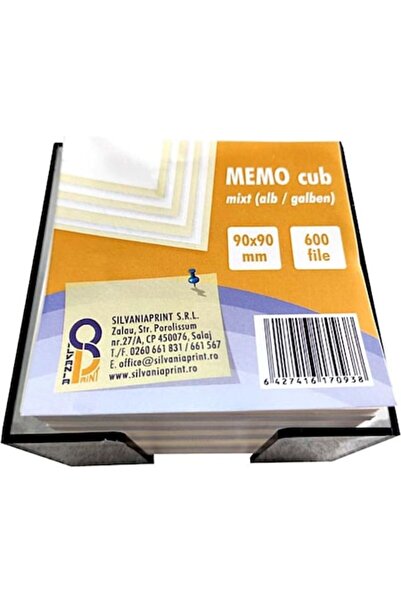OEM Cub de hârtie memo, 600 de coli, Alb/Galben, 90x90