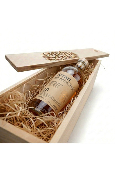 Arran Pachet Cadou Cutie Lemn Personalizata Whisky 10 Ani Single Malt 46%, 0.7l