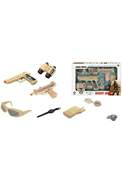 MAKSIK Set militar de joaca Maksik, 8 accesorii, pistol cu sunete, binoclu, 4...