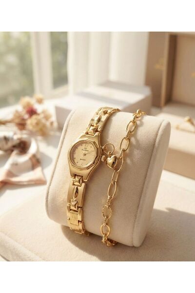 Ferronucci Women's Wristwatch Gold Pink Dial with Stones Stylish Elegant Clas...