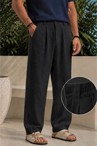 Gussi Men's Baggy Fit, Stretchy-Draped, Pleated Detail, Wide Patterned Fabric...