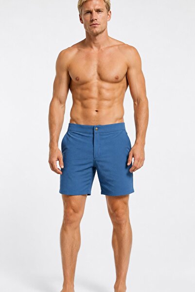 Hawaii Beach Indigo Water Repellent Flexible Fabric Men's Beach Swim Shorts w...
