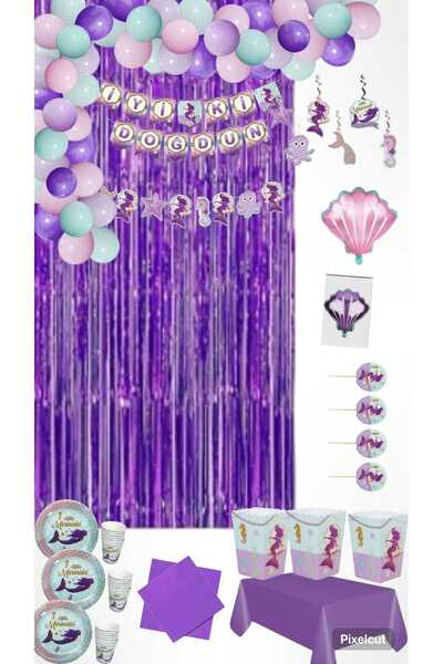 Mehca 8 Person Mermaid Purple Background Concept