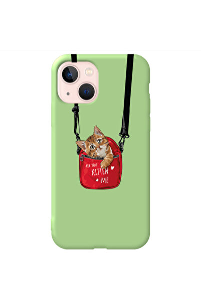 Other Apple iPhone 13 Are you kitten Light Green Colored Silicone TPU Θήκη