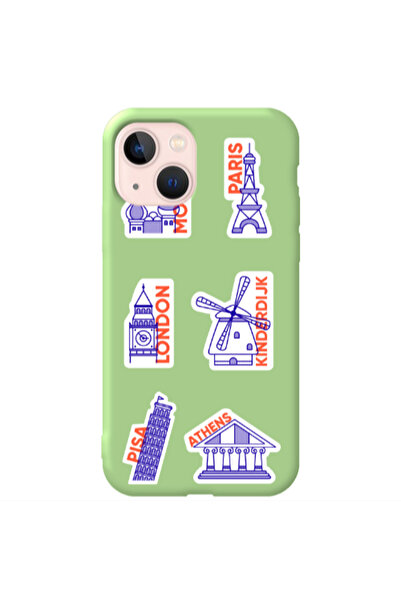 Other Apple iPhone 13 Pisa Athens Light Green Colored Silicone TPU Θήκη