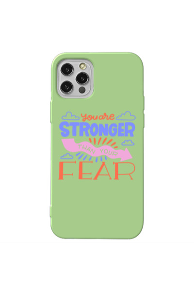 Other Apple iPhone 12 Pro Max You are Stronger Light Green Colored Silicone T...