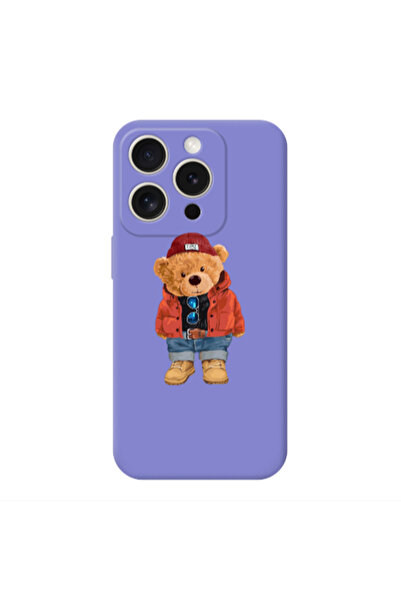 Other Apple iPhone 15 Pro Bear in a hat Purple Colored Silicone TPU Θήκη