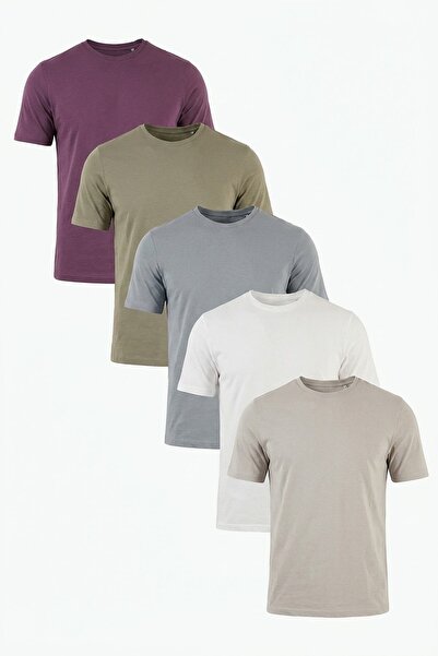 Buratti Cotton Regular Fit Crew Neck 5'Li Package t Shirt Men t Shirt 59020204S5