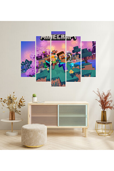 tablomaxtbx 5 Parça Minecraft Ultimate Dekoratif MDF Tablo Seti Duvar