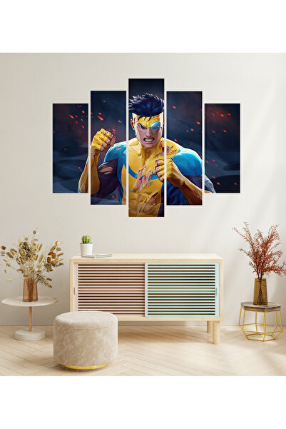 tablomaxtbx 5 Parça Invincible Dizisi Dekoratif MDF Tablo Seti Duvar