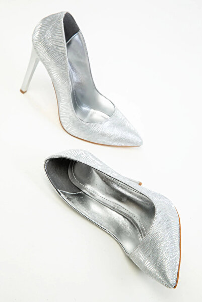 OEM Pantofi stiletto dama, argintii, 41EU