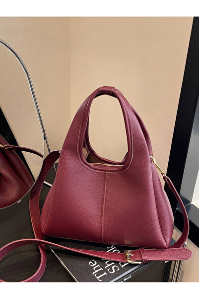 Rivina Alina Burgundy Soft Textured Hand and Shoulder Bag with Removable Strap
