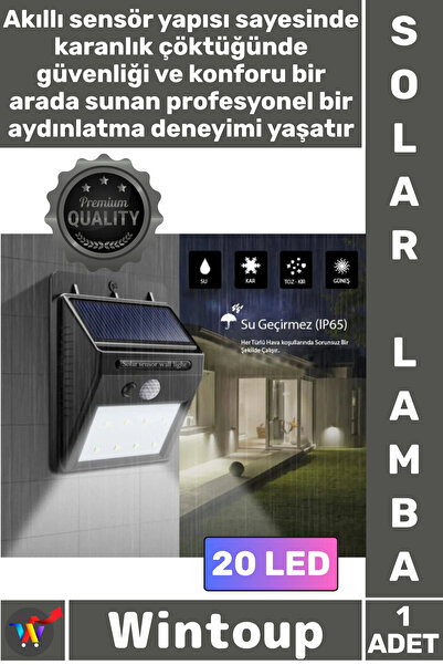 Wintoup #Lamba Güneş Enerjili Bahçe Aydınlatma Teras Balkon Ledli Hareket Sen...