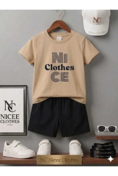 NC Nicee Clothes Summer Children's T-Shirt Shorts Unisex (Striped in the Midd...