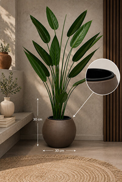 CANBOTANİK KÜRE MODEL İÇ DRENAJ HAZNELİ MODERN SAKSI 27.5 litre