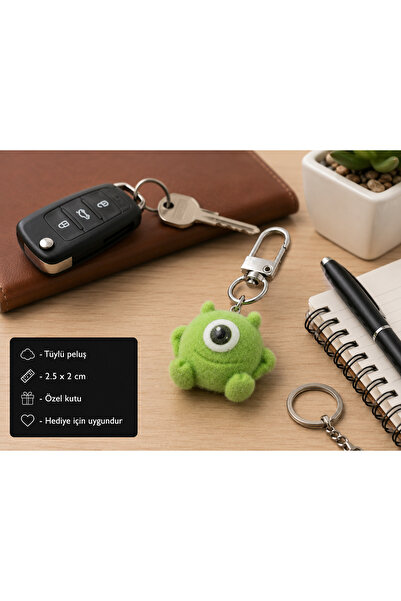 HER ŞEY NOTA www.herseynota.com Cute Green One-Eyed Plush Charm Keychain – St...