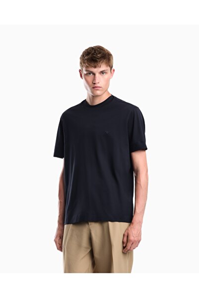 Emporio Armani Men's Regular Fit Round Collar Micro Eagle Embroidered Soft Co...