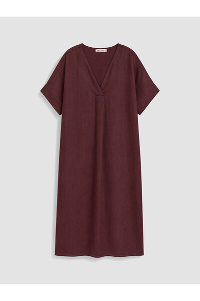 LC Waikiki Trendlucky V-Neck 100% Linen Dress with a Difference