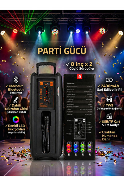 Genel Markalar Kablosuz Bluetooth Hoparlör Taşınabilir Ses Bombası RGB Işıklı...