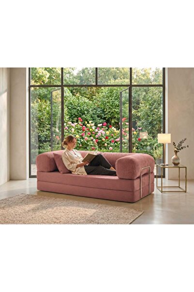 NESTİME Nestime® 180x90 Modüler Sünger Koltuk-Legoom Kanepe Fitilli Kadife Yı...