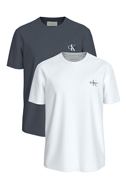 Calvin Klein Men's Brand Logo Cream T-Shirt Suitable for Daily Use