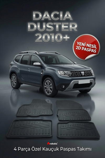 Arabaks Dacia Duster 2010+ 4 Parça YENİ NESİL 2D Kauçuk Paspas Takımı - Özel ...