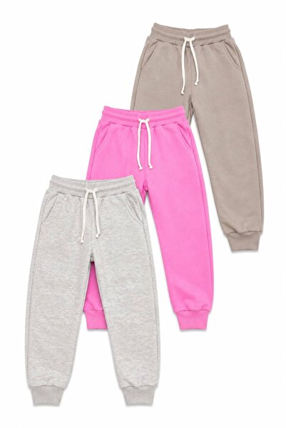 YİGİT BUTİK Girls' Sweatpants 4-12 Years Old, Elastic Waist, Lace-Up, Pockets...