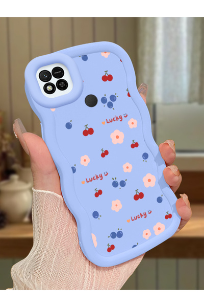 PATTERNOVA Redmi 9C/10A Uyumlu Ferah kiraz çiçek dalgalı kılıf, ince tatlı ta...